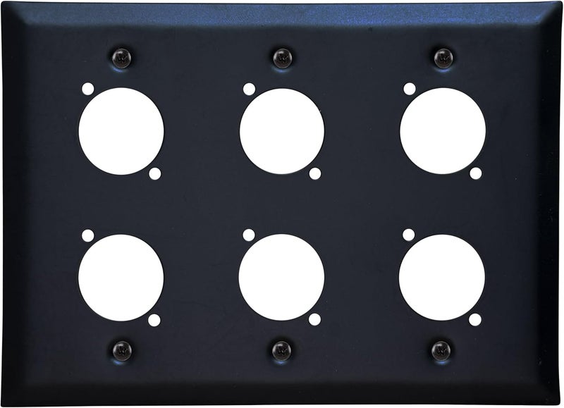 DIYTECH XLR Wall Plate Blank, Panel Combo - Perfect for Professional Audio Setups in Studios, Theaters, and Conference Rooms - Easy to Install and Durable Design (6 Port Black) - Image 1
